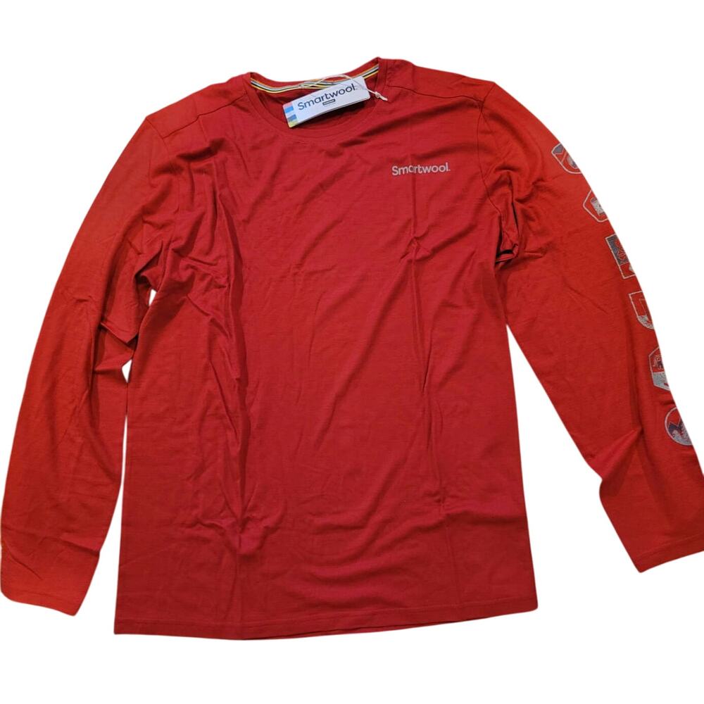 Smartwool Long Sleeve Tee With Mens XL Red Arm Paches - Picture 2 of 5